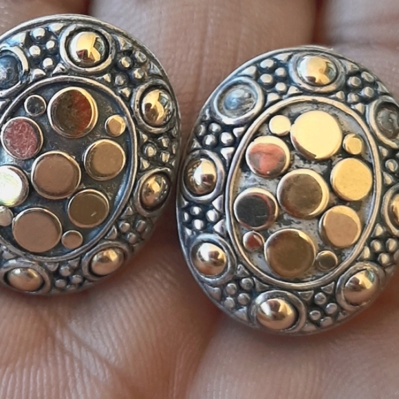 *SOLD* John Hardy Sterling Silver / 18K Yellow Gold Jaisalmer Dot Earrings - Picture 6 of 8